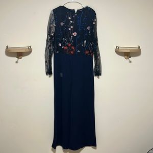 Navy embroidered jumpsuit